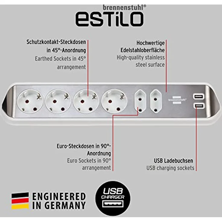 Brennenstuhl estilo Eckstedoleiste 6-fach weiß – Bild 2