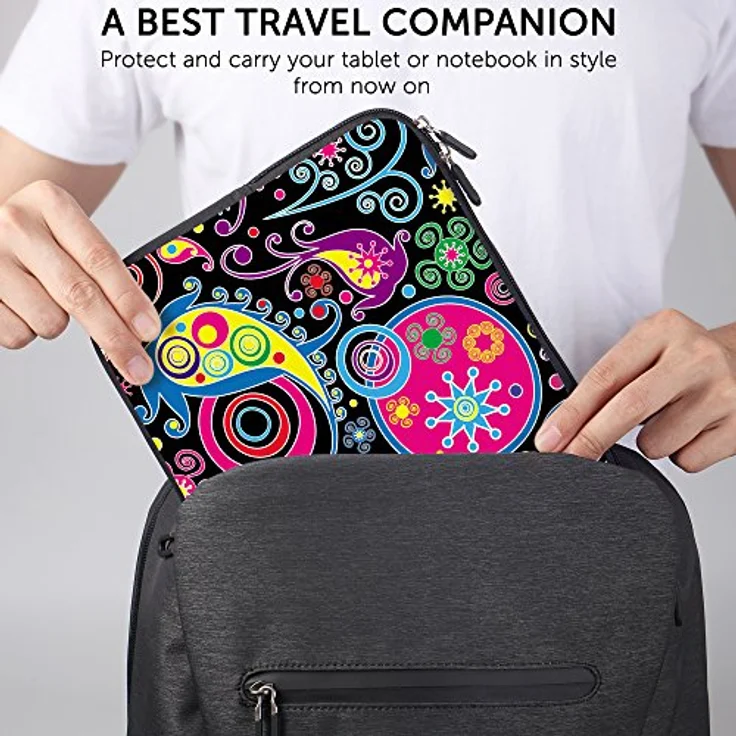Sidorenko Tablet PC Tasche für 10-10.1 Zoll - Universal Tablet Schutzhülle - Hülle Sleeve Case Etui aus Neopren, Mehrfarbig – Bild 5