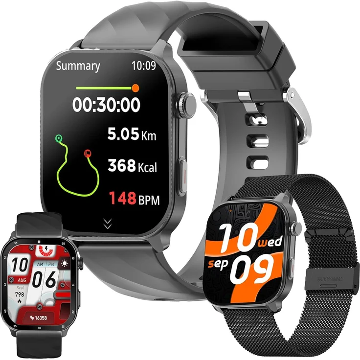 SGDDFIT GPS-Smartwatch mit Anruffunktion, 2,01" AMOLED Display, 100+ Sportmodi, Gesundheits-Tracking & 5ATM Schutz