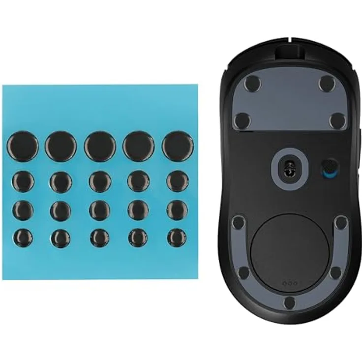 kwmobile 20x Mouse Feet Sticker, PTFE Mausgleiter für Gaming-Mäuse, 4 Größen (6mm, 6,5mm, 7mm, 10mm), Schwarz