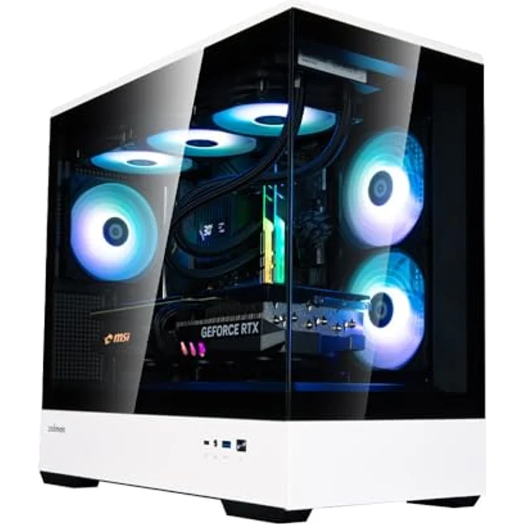 Zalman P30 BW, Mini Tower PC-Gehäuse mit gehärtetem Glas, 3 x 120mm ARGB-Lüftern, Schwarz/Weiß – Bild 3