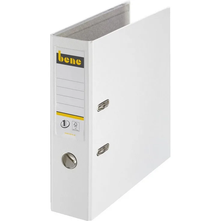 bene Aktenordner bene No.1 Power Ordner weiß Kunststoff 8,0 cm DIN A4, schmutz- und feuchtigkeitsabweisend