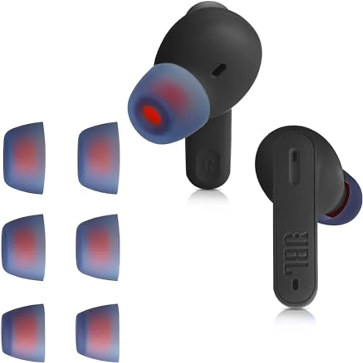 kwmobile 6X Polster kompatibel mit JBL Tune 230 NC TWS / T230NC - Silikon Ohrstöpsel In-Ear Kopfhörer, 3 Größen - Blau – Bild 4