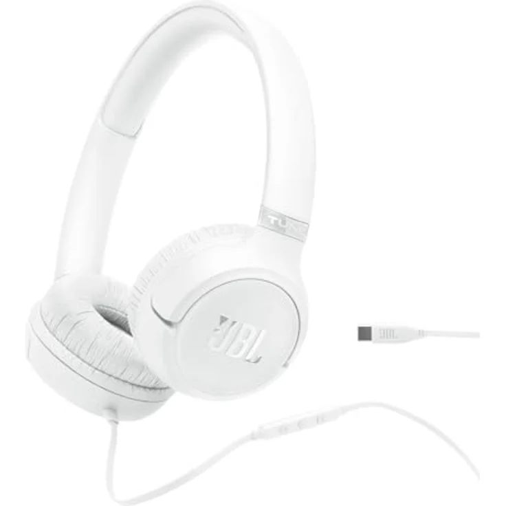 JBL Tune 530 C, kabelgebundene On-Ear-Kopfhörer mit Mikrofon, JBL Pure Bass Sound, EQ-Presets, USB-C-Anschluss, faltbares Design, kabelsalatfreies Kabel, Weiß – Bild 1