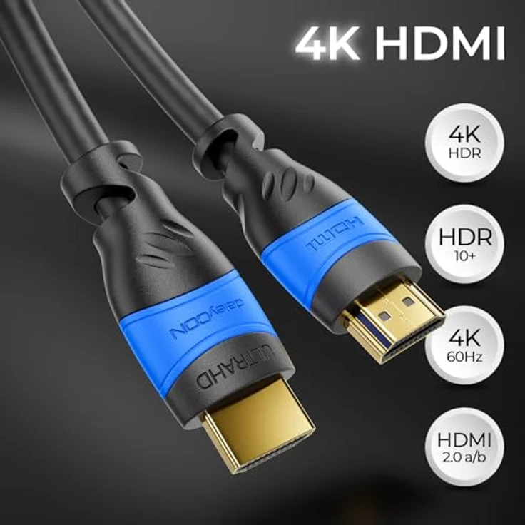 deleyCON 2m HDMI Kabel   HDMI 2.0 / 1.4a kompatibel   High Speed mit Ethernet (Neuster Standard)   ARC   3D   4K Ultra HD (1080p/2160p) – Bild 3