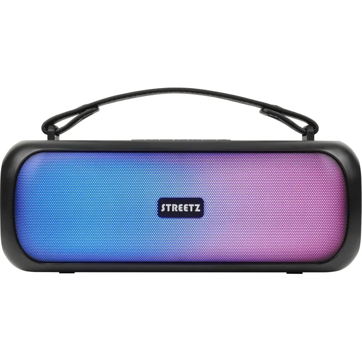 Streetz BT 5.0 Boombox mit TWS CMB-110, tragbarer Lautsprecher mit LED-Beleuchtung, Schwarz
