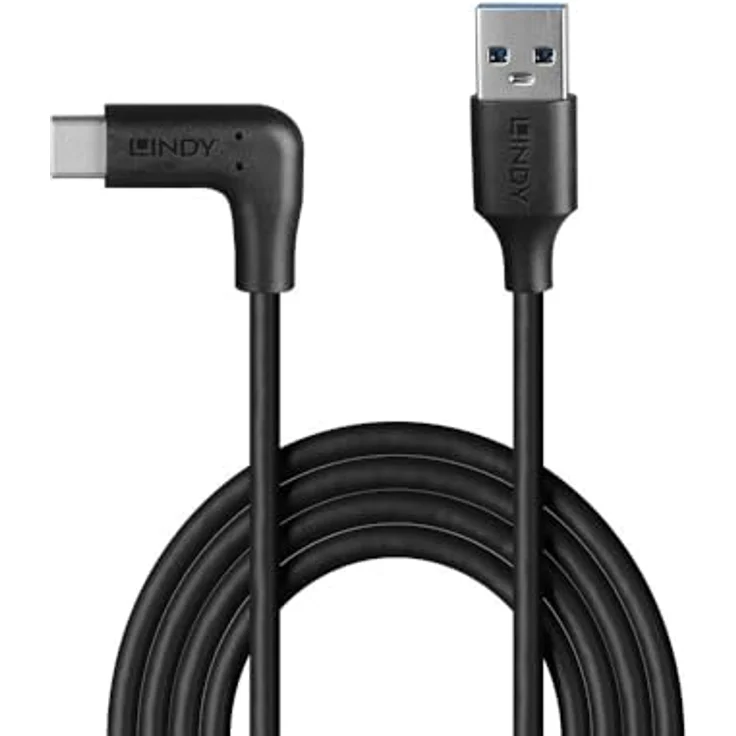 LINDY USB 3.2 Typ A auf USB-C Kabel 90° gewinkelt, 10 Gbit/s, 1 m, robustes PVC-Gehäuse – Bild 2