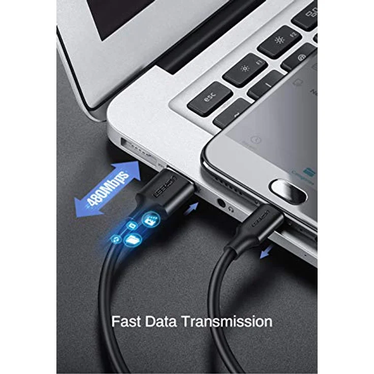 UGREEN Micro-USB & USB-A Daten- und Ladekabel, 2 Meter, 480Mbps, weiß – Bild 4