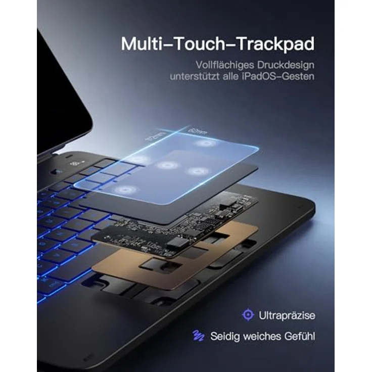 Inateck Magic Magnetische Tastatur Hülle für iPad Pro 13 (2025/2024, M5/M4), Großes Trackpad, 7-farbige Hintergrundbeleuchtung, LED Smart Power-Anzeige, Stifthalter – Bild 8