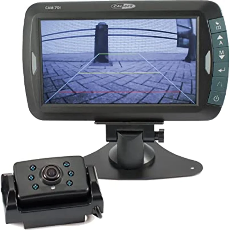 Caliber Rückwärtsansichtskameras - einschließlich 7 -Zoll -Monitor - für Auto oder Wohnmobil - Weitwinkel - Autofokus - drahtlose Verbindung - CAM701 - 800 x 480 Pixel Auflösung - Wetterfestes IP68 - Schwarz - 205 x 120 x 25 mm – Bild 4