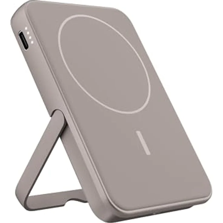 Fresh 'n Rebel Wireless Magnetic Powerbank 5000mAh, MagSafe-kompatibel, PD 20W Schnellladung, USB-C Port, tragbar, mit Ständer (Silky Sand) – Bild 1
