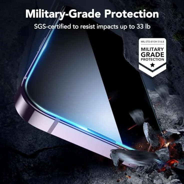 ESR Panzerglas Displayschutz für iPhone 14 Pro, Anti-Spy mit gehärtetem Glas, mikrogekrümmte Kanten, hüllenfreundlich, 3 Stück – Bild 4