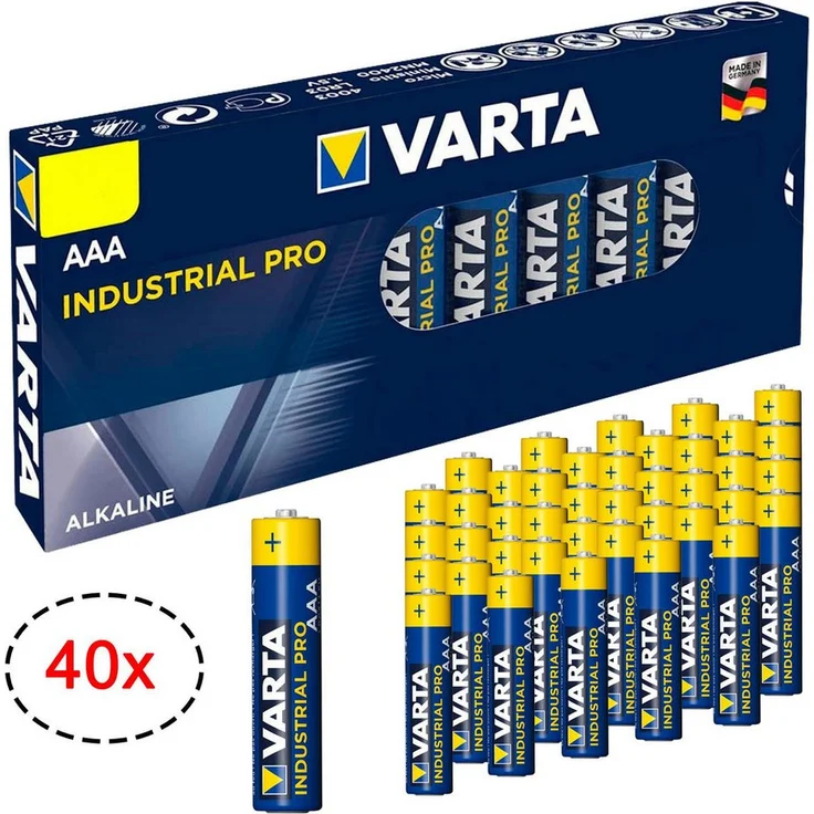 VARTA Industrial PRO AAA Micro Alkaline Batterie 1,5 V, 40er Pack, langlebig und zuverlässig, Made in Germany