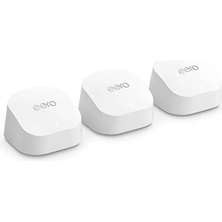 Dualband-Mesh-Wi-Fi-6-System Amazon eero 6+ mit integriertem Smart Home-Hub von Zigbee und Unterstützung für 160-MHz-Client-Geräte (Dreierpack) – Bild 1