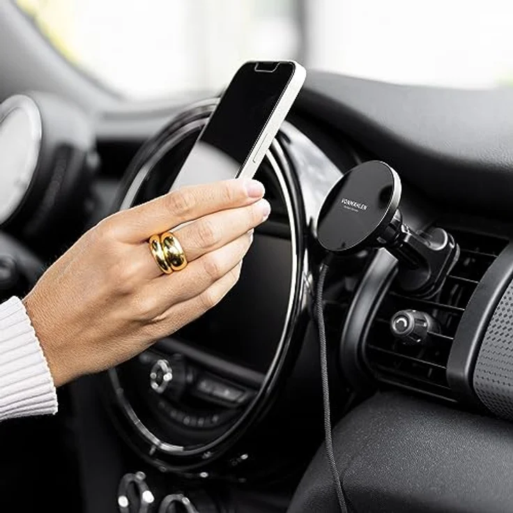 Vonmählen Aura Car Black, Magnetisches Wireless Charging Pad für das Auto mit bis zu 15 W Schnellladefunktion, kompatibel mit MagSafe-Geräten – Bild 4