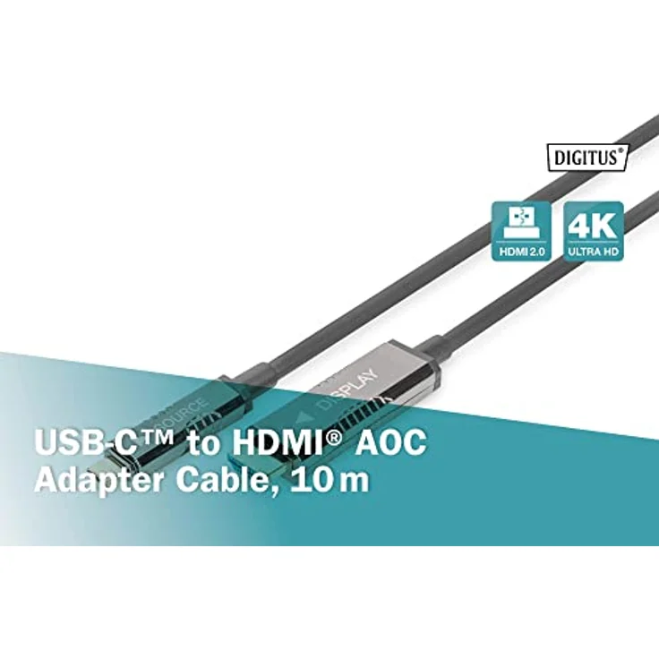 Digitus USB - Type C zu HDMI AOC Glasfaser Adapterkabel HDMI Version 2.0; Max 4Kx2K@60Hz; 10m – Bild 4