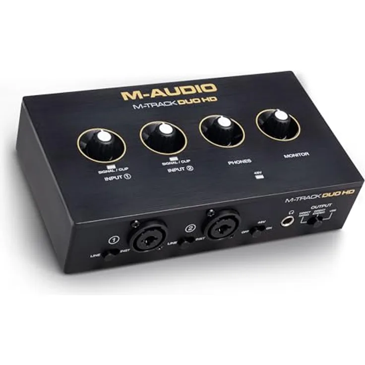 M-AUDIO M-Track Duo HD Audio Interface, 24bit 192kHz für Recording, Streaming und Podcasting, USB-C, 2 XLR-TRS-Eingänge, 2 TRS-Ausgänge, Softwarepaket