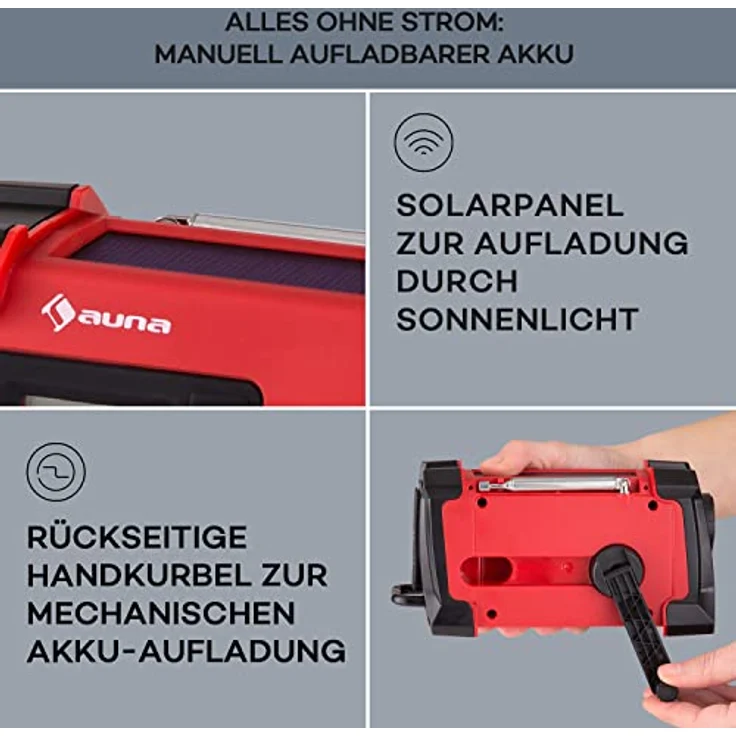 Auna Patagonia DAB+, Aufladbares DAB-Radio mit Bluetooth, LCD Display, Wecker, retro, mit Batterie und Netzstecker, USB & Streaming, 1W – Bild 4