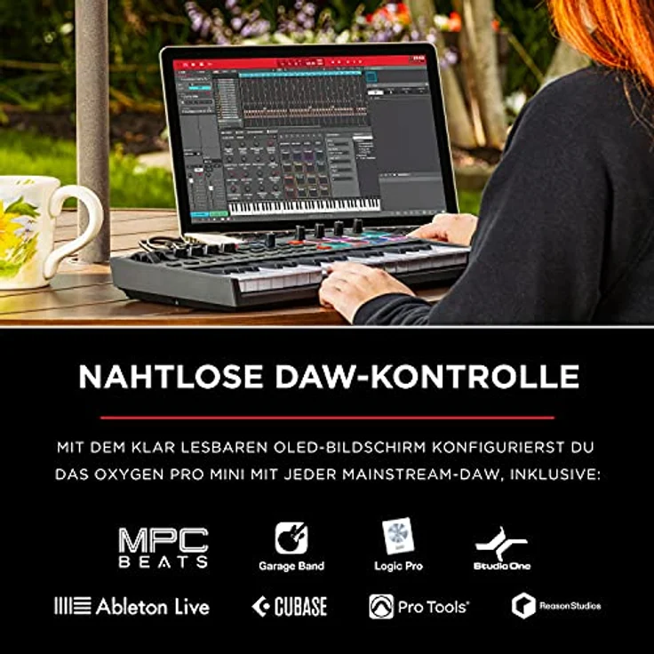 M-Audio Oxygen Pro Mini – 32-Tasten USB MIDI Keyboard Controller mit Beat Pads, MIDI-zuweisbaren Reglern, Tasten & Fadern, Softwarepaket inklusive – Bild 5