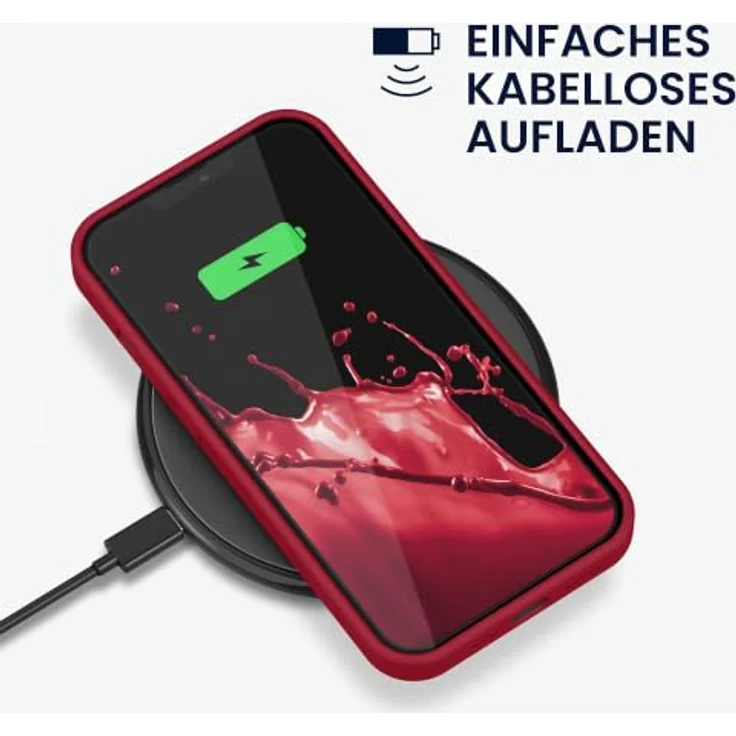 kwmobile Handyhülle für iPhone 13, Silikon Case in Klassisch Rot, kabelloses Laden, griffiges Design, robust und elastisch – Bild 5