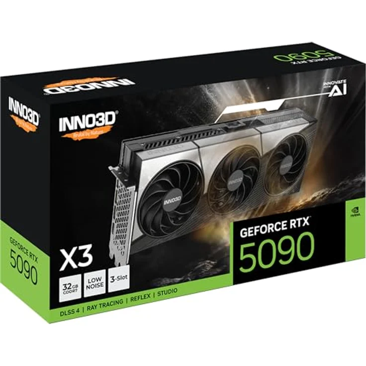 Inno3D GeForce RTX 5090 X3, 32GB GDDR7 Grafikkarte mit 21.760 CUDA-Kernen und 2400 MHz Boost-Takt – Bild 3