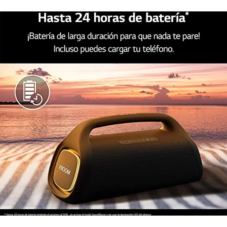 LG XBOOM Go XG9Q Bluetooth-Lautsprecher, 80 W, Lautsprecher mit Sound Boost, Stroboskopbeleuchtung, Wasser- und staubdicht (IP67), dynamischer Bass-Optimierer, 24 Stunden Spielzeit, Schwarz – Bild 5