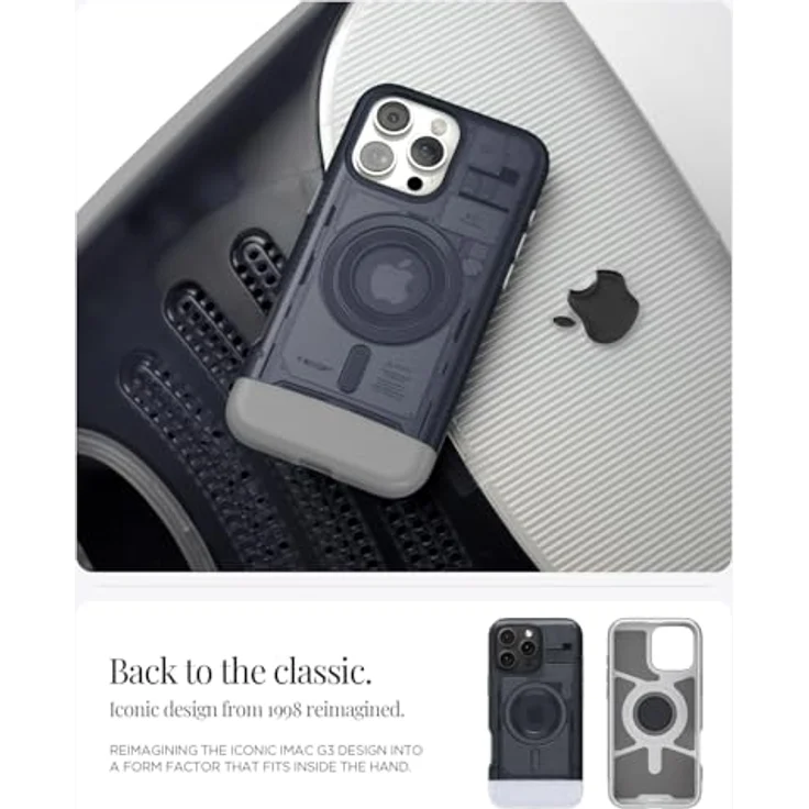 Spigen Classic C1 MagFit Hülle für iPhone 16 Pro, Transparentes Design, Integriertes Magnet, Eckschutz durch Air Cushion Technologie -Graphite – Bild 3