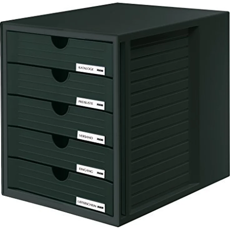 Han Schubladenbox 1450-13, Systembox, A4, 5 Fächer, Kunststoff, geschlossen, schwarz – Bild 3