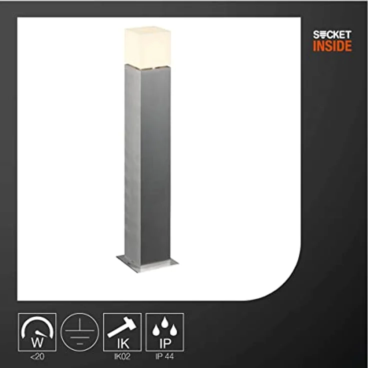 SLV LED Pollerleuchte SQUARE POLE 90 | Design Außen-Standleuchte, stilvolle Außenbeleuchtung | Outdoor Wegeleuchte, Außen-Leuchte dimmbar, Garten-Beleuchtung, Garten-Lampe | E27 max. 20W – Bild 2