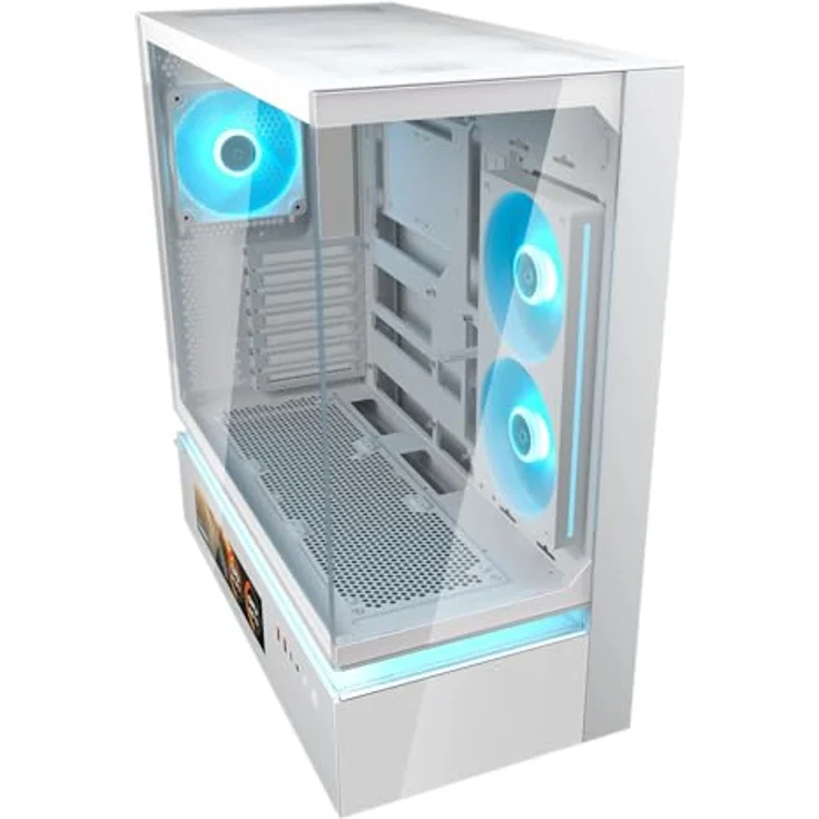 COUGAR CFV235 Vision, Mid-Tower PC-Gehäuse ohne Netzteil, 1x USB-C 3.2 Gen 2, 2x USB 3.0, weiß, mit integriertem IPS-LCD-Display und RGB-Beleuchtung – Bild 2