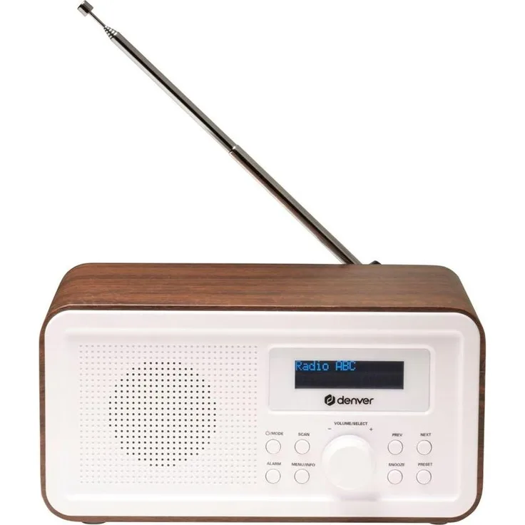 Denver DAB-30DW Dark Wood, DAB+/FM Tischradio mit Weckfunktion, Braun