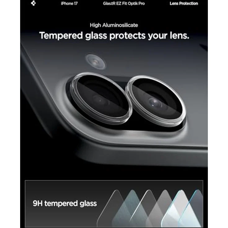 Spigen Glas.tR EZ Fit Optik Pro, Tempered Glass für iPhone 16 Plus Kamera, 2er Pack, Transparent – Bild 6