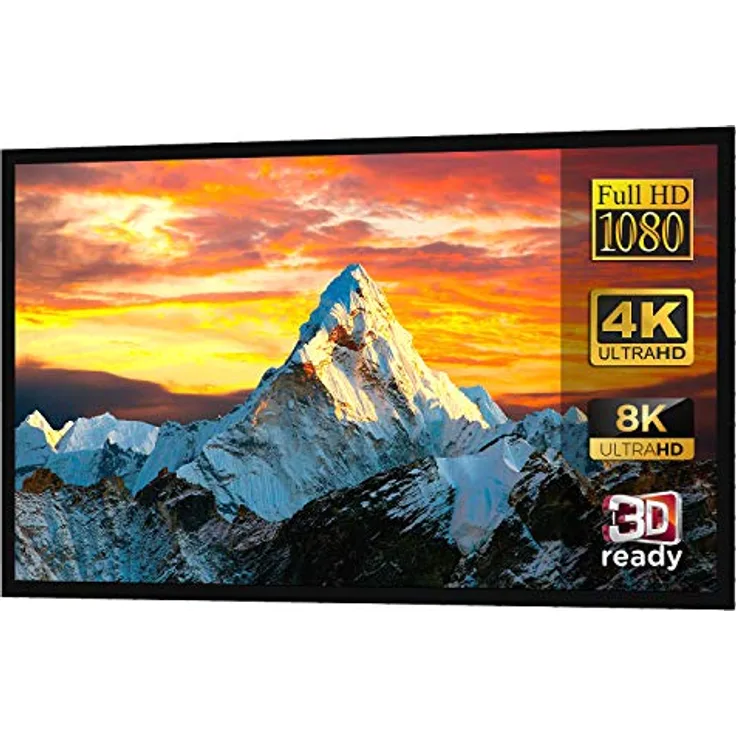 Maclean MC-921 Rahmenleinwand 16:9 XXL Projektionsfläche Heimkino Projektorleinwand Rahmen Leinwand (100" 221 x 124 cm)