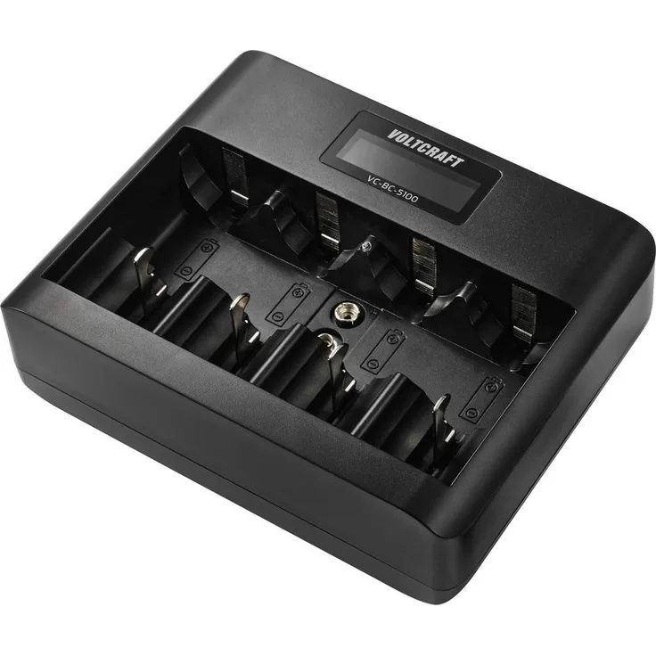 VOLTCRAFT VC-BC-5100 Rundzellen-Ladegerät mit Einzelschachtüberwachung, automatischem Ladestopp und integrierten Schutzfunktionen für NiMH, LiIon Mignon (AA), Micro (AAA), Baby (C), Mono (D), 9V Block