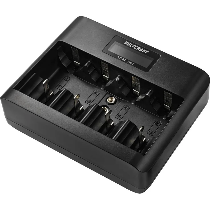 VOLTCRAFT VC-BC-5100 Rundzellen-Ladegerät mit Einzelschachtüberwachung, automatischem Ladestopp und integrierten Schutzfunktionen für NiMH, LiIon Mignon (AA), Micro (AAA), Baby (C), Mono (D), 9V Block