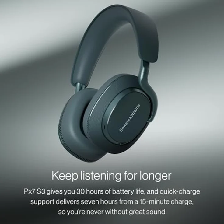 Bowers & Wilkins Px7 S3, Over-Ear-Kopfhörer mit Geräuschunterdrückung, kabellos, aptX™ Lossless, 30 Stunden Akkulaufzeit, 8 Mikrofone - Frostblau – Bild 5