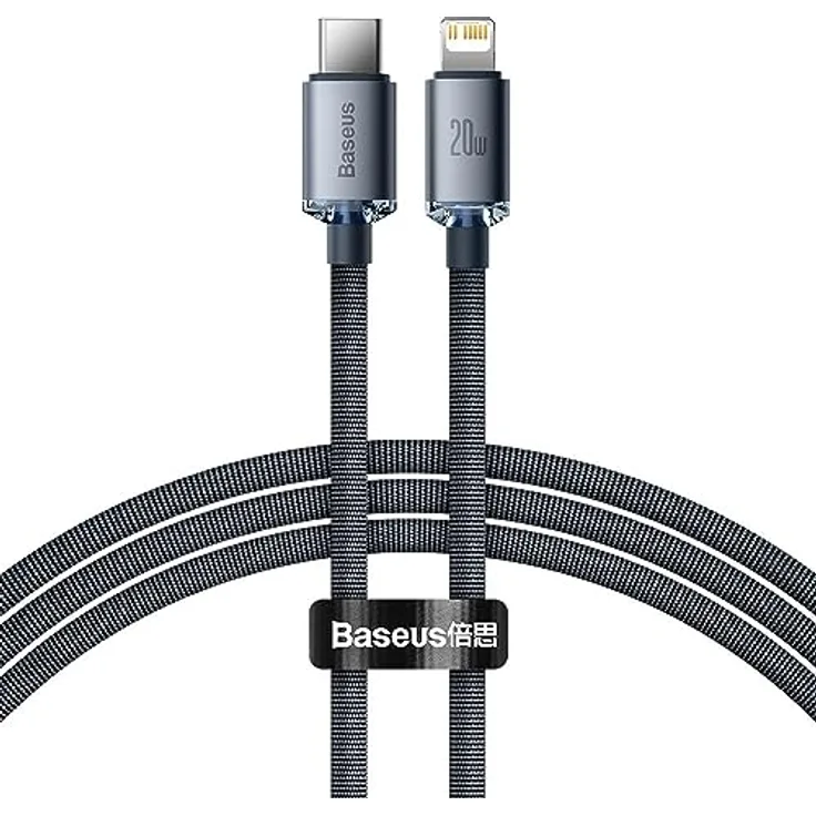 Baseus Crystal Shine Serie USB Typ C auf Lightning Schnellladekabel, 20W, 1,2m, schwarz