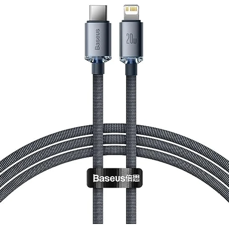 Baseus Crystal Shine Serie USB Typ C auf Lightning Schnellladekabel, 20W, 1,2m, schwarz – Bild 1