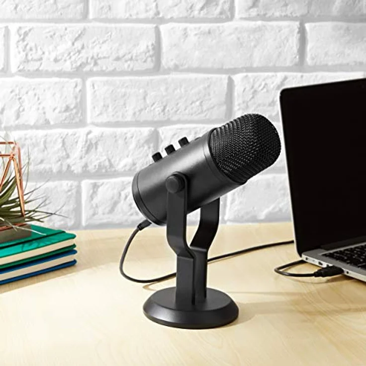 AmazonBasics Professionelles USB-Kondensatormikrofon mit Lautstärkeregler und OLED-Display, Schwarz – Bild 6