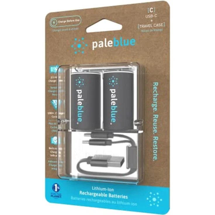 Paleblue Wiederaufladbare Akkus C Batterien (HR14/LR14), 2800 mAh, USB-C mit LED-Ladeanzeige, 2er Pack – Bild 2