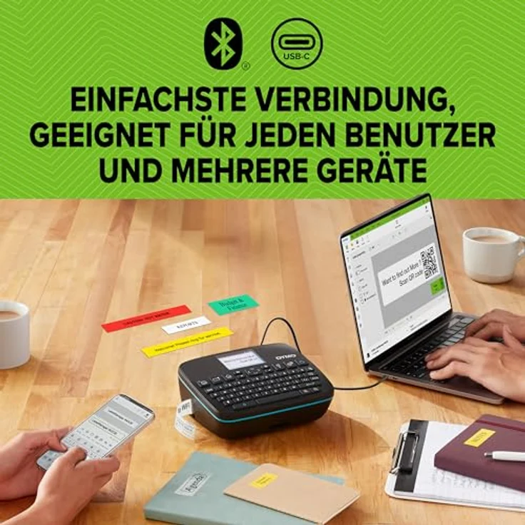 Dymo LabelManager 640CB, tragbares Beschriftungsgerät mit dualer Konnektivität, Farb-Touchscreen, wiederaufladbar, Schwarz – Bild 6