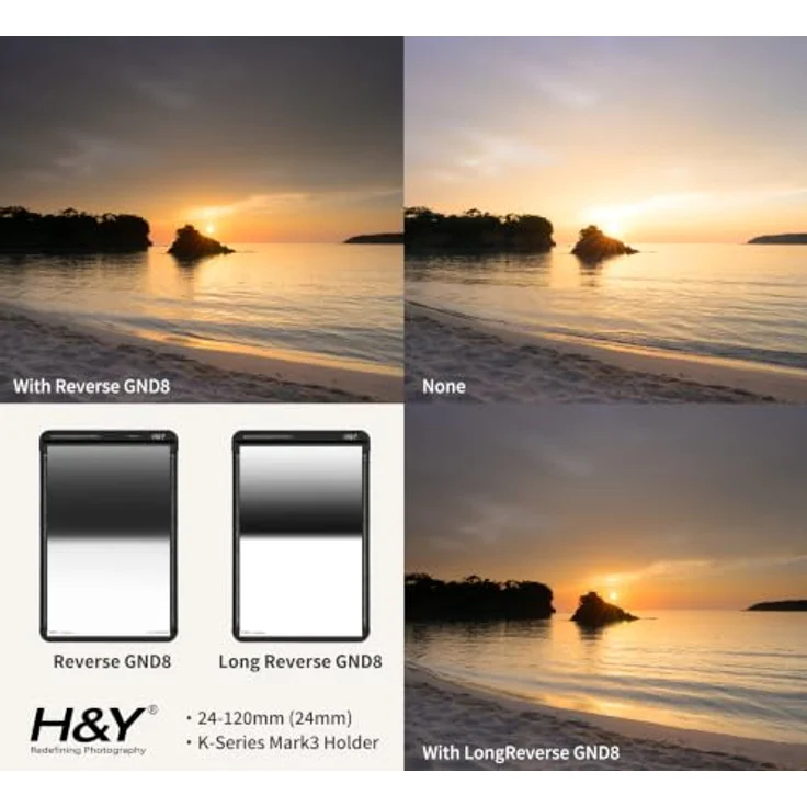 H&Y K-Serie Grauverlaufsfilter 0.9 ND8 Reverse, 100 x 150 mm, 3 Blendenstufen, starkes Gorilla-Glas mit Nano-Beschichtung – Bild 3