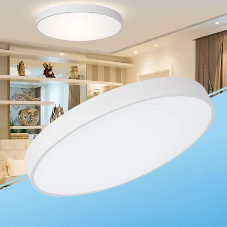 max K O M F O R T LED Deckenleuchte - Rund, Schlicht, Weiß, Backlight, Aufputz- und Pendelmontage, MK400R, Warmweiß bis Kaltweiß, für Büro und Praxis, inkl. Fernbedienung