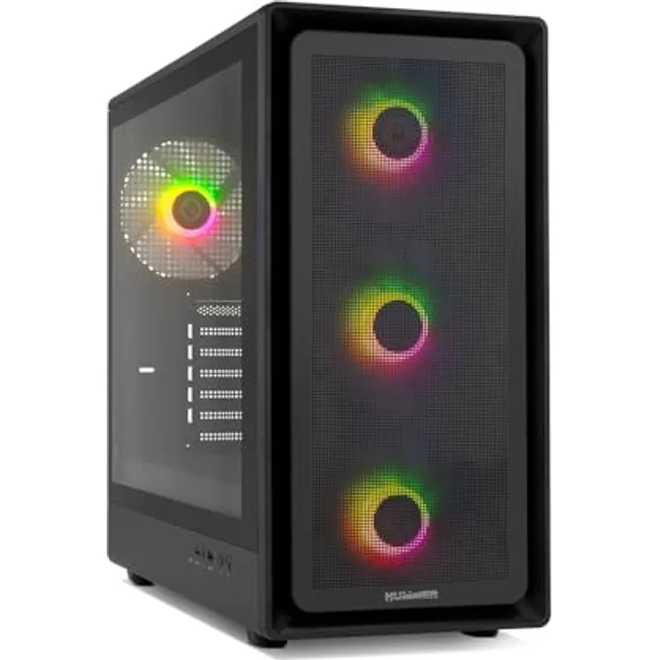 NOX Hummer AERO Semitower, Hyperflow ARGB in Schwarz, mit Typ C, gehärtetem Glas und hervorragender Kühlungskapazität