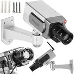 Retoo Schwenkbare Dummy Kamera für außen und innen, Drahtlose Kamera mit Blinkendem LED Wetterfest Sicherheitskamera Fake Camera für Zuhause und Büro Überwachung Attrappe Camera - 15.5x7x22.2cm, Rot blinkende LED - Wetterfest und Vielseitig