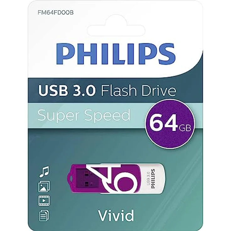 Philips Vivid 3.0 USB Stick 64GB High Speed Design Speicherstick 64 GB Lesen: 120MB-s, Schreiben: 20MB-s – Bild 2