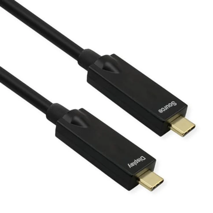 ROLINE USB 3.2 Gen 2 AOC Kabel, C-C, 10Gbit/s, 4K60Hz, PD 60W, schwarz, 10 m – Bild 1