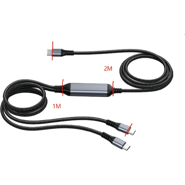 Allnet USB-Kabel C(St) => 2x C(St), 3,0m, PD 100W max. "70W+30W", Charging Only, Schwarz, USB 3.1