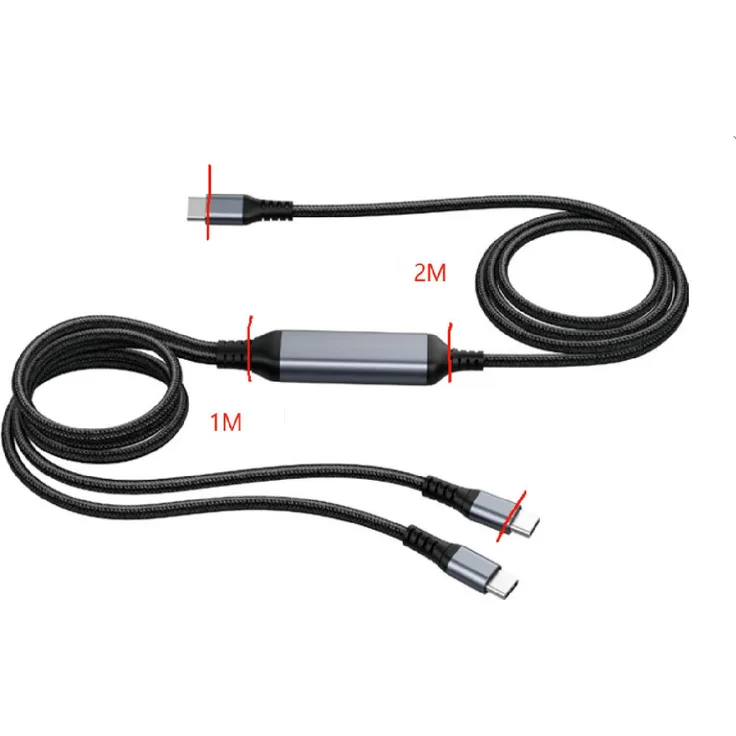 Allnet USB-Kabel C(St) => 2x C(St), 3,0m, PD 100W max. "70W+30W", Charging Only, Schwarz, USB 3.1