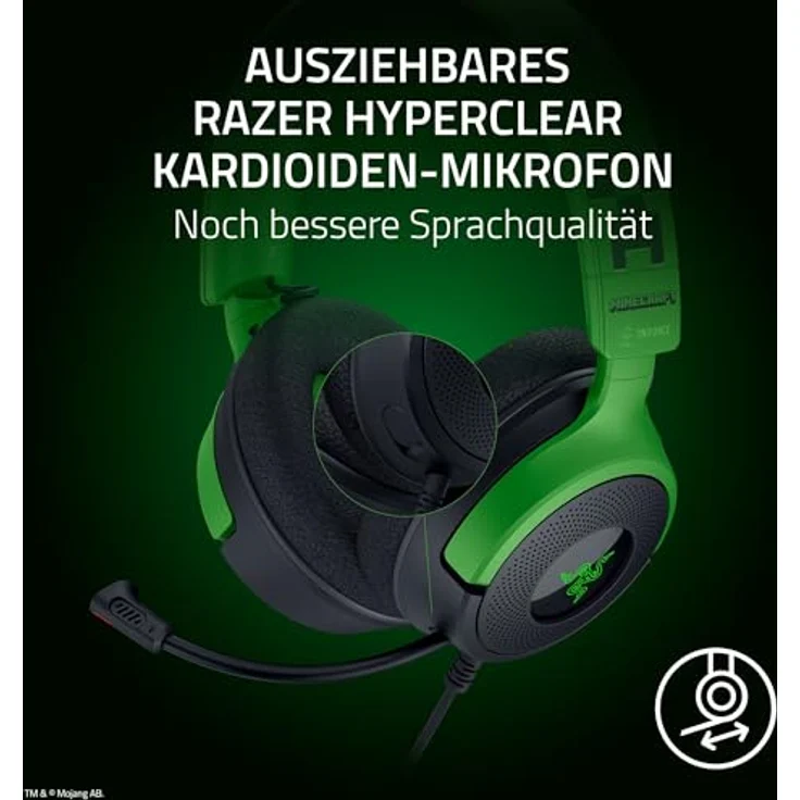 Razer Kraken V4 X Minecraft Edition - Kabelgebundenes USB-PC-Gaming-Headset mit Triforce 40mm-Treiber, Chroma RGB und Surround Sound, Minecraft – Bild 4